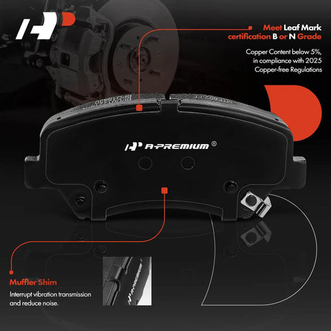 Beef Up Braking With 11.02 Inch Front Vented Disc Brake Rotors And Ceramic Pads Kit featuring ceramic pad with muffler shim