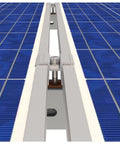 Close-up of solar panels mounted with Bulk 42 Pack Aluminum Solar Panel Mid Clamps For Mounting On Tin Roof Flat Roof And Sheet Roofs Silver Finish Heavy Duty Brackets Kit For Easy Solar Panel Installation.
