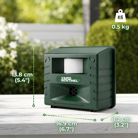 Yard Sentinel Ultrasonic Animal Repeller With 5500 Sq Ft Coverage And 24 Hour Motion Sensor, Night Scanner, Dual Ultrasonic And Sonic Alarm Tech To Keep Deer, Raccoon, Bear, Rabbit, Skunk And Fox Away, Includes 10m Extension Cord, 16.9 cm