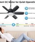 Woman relaxing under Outdoor 20.5 Inch Plug-In Ceiling Fan With Light For Gazebo And Patio-Ready Canopy Tent Porch Or RV