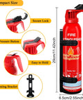 Product image of a red fire extinguisher with secure lock, pressure button, and mounting bracket. Six Pack Fire Extinguishers For Home Car Boat Kitchen Office Garage And Marine ABC K Fire Types Portable Durable Units Built For Quick Fire Suppression In Any Climate.