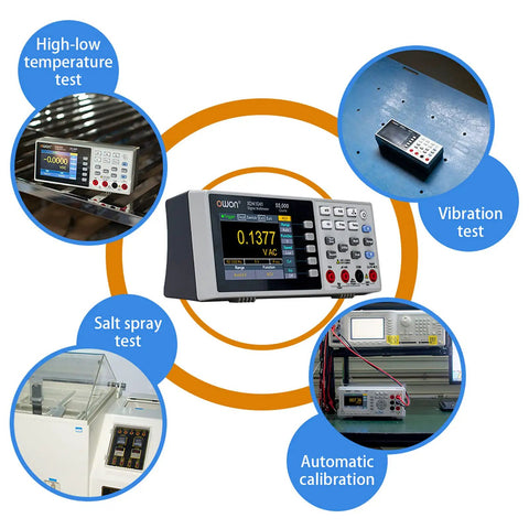 Pro Grade High Accuracy Digital Multimeter With 55000 Count Range USB And RS232 Interface Desktop Lab Meter showing tests