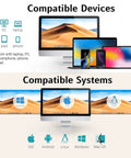 Graphic showing compatible devices for DS2208 Series Handheld Corded Standard Range Imager Kit with desktops, laptops, and mobile phones.