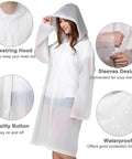 Lightweight Adults Rain Poncho Set 2 Pack With Hood Reusable Waterproof Rain Coats For Women And Men with hood and button details