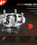 Close-up of solid wheel hub with 5 lugs and anti-corrosion coating