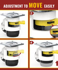 Heavy Duty Retractable Leveling Casters With Smooth Ratchet Handle Adjustment Rock Solid Industrial Build supports easy adjustment for moving.
