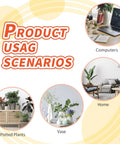 Image showing usage scenarios for Heavy Duty Self Adhesive Felt Strips 40 X 5 Inch Roll in home, vase, potted plants, and computer areas.