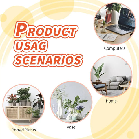 Image showing usage scenarios for Heavy Duty Self Adhesive Felt Strips 40 X 5 Inch Roll in home, vase, potted plants, and computer areas.