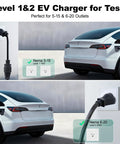 Tesla Level 1 2 Portable EV Charger With 20Foot Cable 3.5kW Home Charging Station for Models S X 3 Y in use with NEMA plugs