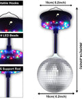 Six Inch Rotating Mirrors Disco Ball Light With Adjustable Five To Nine RPM Motor Base 24 RGB LED Mood Lights USB Or Battery