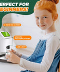 Kids 1000X Digital Microscope With Screen For Ages 5 To 12 Handy Pocket Microscope Portable Rechargeable STEM Science Kit Awesome Educational Toy Gift For Boys And Girls 1080P Display For Indoor And Outdoor Explorations, white handheld unit with 2-inch screen