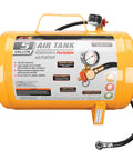 Hi Viz 5 Gallon Horizontal Portable Air Tank With Tire Chuck And Gauge, lightweight industrial grade canister, 125 PSI max