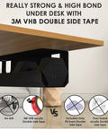 Under Desk Cable Management Tray With 3M VHB Tape, Slim Steel Wire Organizer attached under desk with strong adhesive