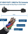 10 inch Premium Nema 14-50 Adapter For Tesla Gen 2 And Gen 3 Mobile Connector with heavy-duty PVC cable and pure copper conductors.