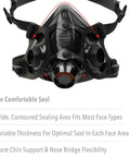 Half Mask Silicone Respirator NIOSH-Approved Large Black with contoured seal and adjustable straps front view