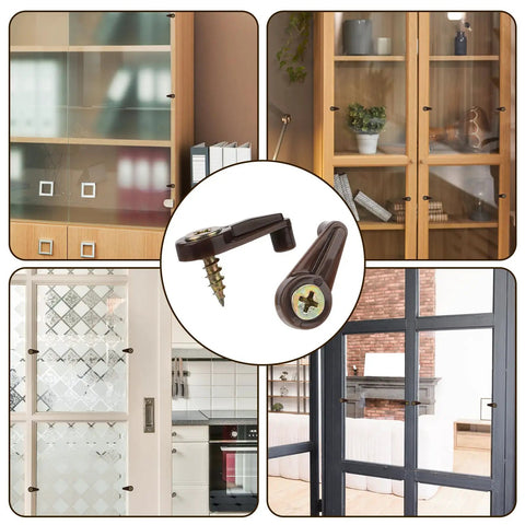 Heavy Duty Glass Retainer Clips And Cabinet Door Hardware With Sturdy Metal Screws Ideal For Mirror Wall Mounting And Window Glass Holding Effortless Diy Install Solid Secure Grip No Sweat Setup Great Value displayed on a shelf and various installations.