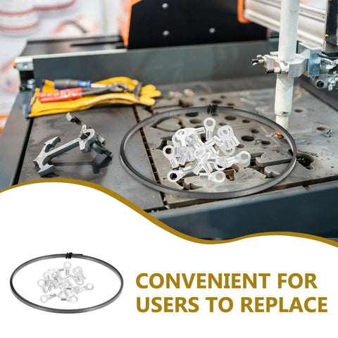 Premium Nichrome Heating Element For Heat Sealing Machines Silver Replacement Strip on a workbench with tools.