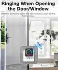 Wireless Door Chime When Doors Open For Home And Business Use, Easy Install Door Sensor Bell That Alerts When Entry Is Detected, Perfect For Toddlers And Seniors With Dementia, Customizable Tones And Several Volume Options, black sensor on door