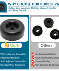 Comparison of Beefy Heavy Duty Rubber Anti Vibration Foot with competitor, showing molding quality and durability features.