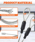 Diagram showing heavy duty galvanized steel garage door cables 13 ft 6 in 2 pack for 7 ft doors replacement kit materials.