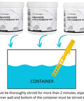 Diagram of Three Step DIY Friendly Countertop Makeover Kit With White Marble Finish Epoxy Resin Topcoat jars being mixed in container