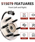 Front Wheel Hub Bearing Assembly For 4x4 Ford F-150 2005 To 2008 And Lincoln Mark LT 2006 To 2008 With 6 Lug Pattern And ABS Sensor Replacement 515079 Heavy Duty High Quality Hub Bearing Module.