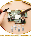 Secure Battery Terminal Connectors Kit With Tinned Copper Wire Lugs And Polyolefin Heat Shrink Tubing For Reliable Automotive and Diy Electrical Connections That Hold Tight Without Failing, assorted ring lugs on PCB
