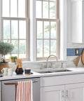 Modern kitchen with Hutchinson Spot Resist Stainless 2-Handle High Arc Kitchen Faucet With Side Sprayer, Fingerprint Resistant Finish