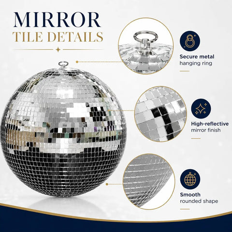 Disco Ball 16 Inch Large Hanging Mirror Ball Decor For Party Decorations Weddings Events Christmas with secure hanging ring