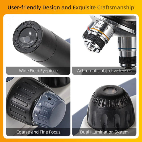 Starter Compound Monocular Microscope With 40X To 1000X Magnification Dual Illumination Fine Focus And 25X Wide Field Eyepiece
