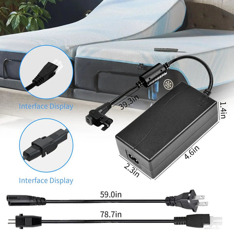 Adjustable Bed Base Must Have Power Supply Kit Replacement For Ergo Extend Sealy Ease And Serta New Generation Bed Bases With 3 Piece Switching Unit DC 29V 2A Adapter Cord Charger Includes AC Cable