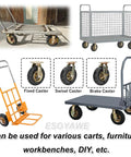 Heavy Duty Pneumatic Swivel Caster Wheels 4 Pack Built Tough Shock Absorbing Rubber Tires on carts and dollies.
