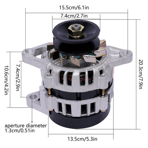 2000W Brushless Permanent Magnet Generator With Single Wheel for Agriculture showing dimensions, 24V, 4500 RPM, low noise.