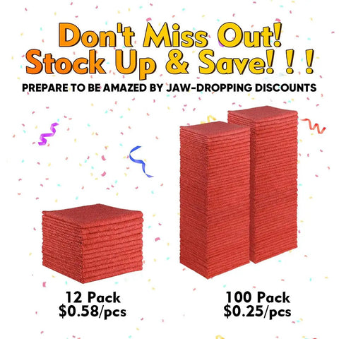 Red Microfiber Towels Bulk Pack 100 Reusable Cleaning Cloths For Cars Home And Kitchen Ultra Absorbent Lint Free And Scratch Free