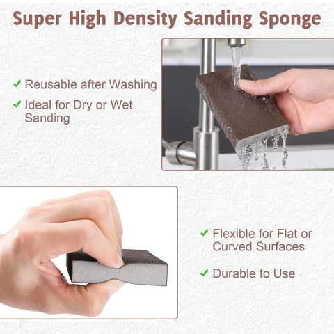 Assorted Grit Sanding Sponge Set For Handy Projects, Flexible Reusable Sanding Blocks In 60 80 120 220 Grits For Wood Drywall