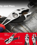 Slip Joint Pliers from Cr V Pliers Set With 6 Inch Slip Joint Pliers showcasing double-dipped grip and machined jaw in use.