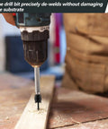 Drill using Spot Weld Cutter Set For Easy Spot Weld Removal With Beefy Double Sided Blades and Three Eighths Inch HSS Bits Kit