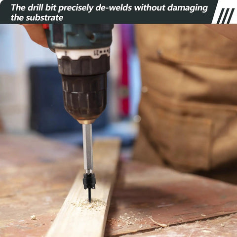 Drill using Spot Weld Cutter Set For Easy Spot Weld Removal With Beefy Double Sided Blades and Three Eighths Inch HSS Bits Kit