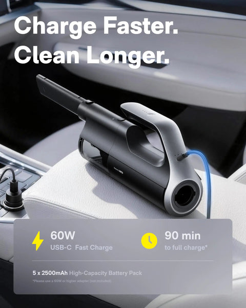 No Sweat Cordless Handheld Car Vacuum Cleaner Packing Serious 23000 Pa Suction For Fast Auto Interior Detailing And Sneaky Dirt Pickup Really Solid Everyday Gadget on car seat with USB-C charging.