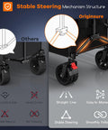 Close-up of stable steering mechanism on the Heavy Duty 48 Inch Collapsible Wagon Cart With 560 Lb Capacity And 300L Storage, features all terrain wheels