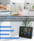 All In One Weather Station With Wireless Indoor Outdoor Thermometer And Three Remote Sensors 7.5 Inch VA Display in home setting