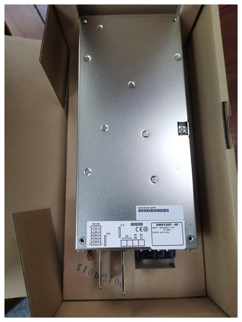 Rock Solid Switching Power Supply Din Rail Mount Hws1500 48 Vdc showing back view in packaging, designed for industrial automation.