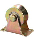 Heavy Duty Workhorse V Groove Wheel Runs As A Solid Sliding Gate Caster that glides on V track, featuring steel construction for durability.