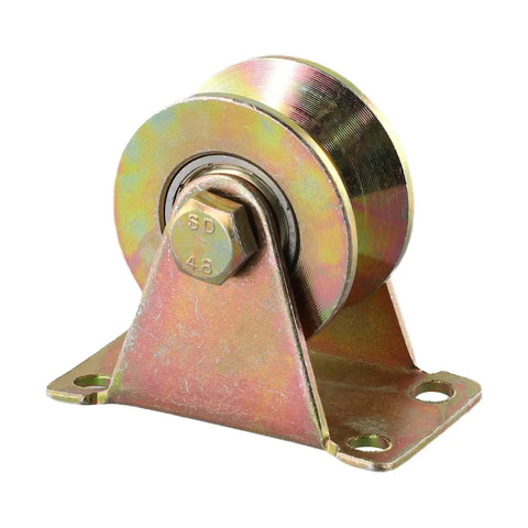 Heavy Duty Workhorse V Groove Wheel Runs As A Solid Sliding Gate Caster that glides on V track, featuring steel construction for durability.