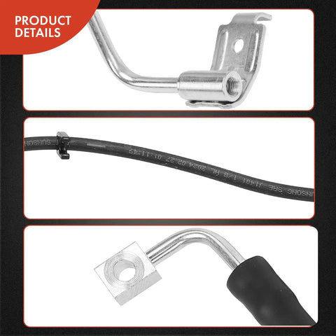 Front Brake Hydraulic Hose Set For Jeep Wrangler 2008 2009 2010 Front Left And Right Hoses Heavy Duty Direct Fit For JK Series Extra Length For Lifted Suspension Pack Of 2 product details showing components