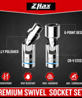 12-Piece Quarter Inch Drive Universal Flex Socket Set, 6-Point Metric From Five To Fifteen Millimeters, Swivel Joint, CR-V Steel, Workin' In Tight Spaces And Hard To Reach Spots, 8mm and 12mm sockets