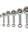 Rod End Bearings With Quarter Inch Bore And Quarter Twenty Eight Right Hand Thread, Jam Nuts Included, Pre Lubricated Spherical Ball Joint, Pack Of Four For Precise Linkage, CNC Applications, Handles Up To 13 Degree Misalignment, Steel Body, set with jam nuts