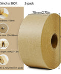 No Fuss 2 Pack Reinforced Water Activated Gummed Kraft Paper Tape 2.75 X 380 Ft Per Roll, showing roll dimensions and details.