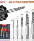 10 Piece Screw Extractors And HSS Drill Bit Set With Left Hand Spiral Flute Removers For Broken, Damaged And Stripped Screws Studs And Bolts Easy Out Included displayed with case and individual extractors