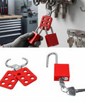 6 Hole Lockout Tagout Hasps For Group Gear Maintenance with non-conductive nylon handle and aluminum locks industrial safety kit